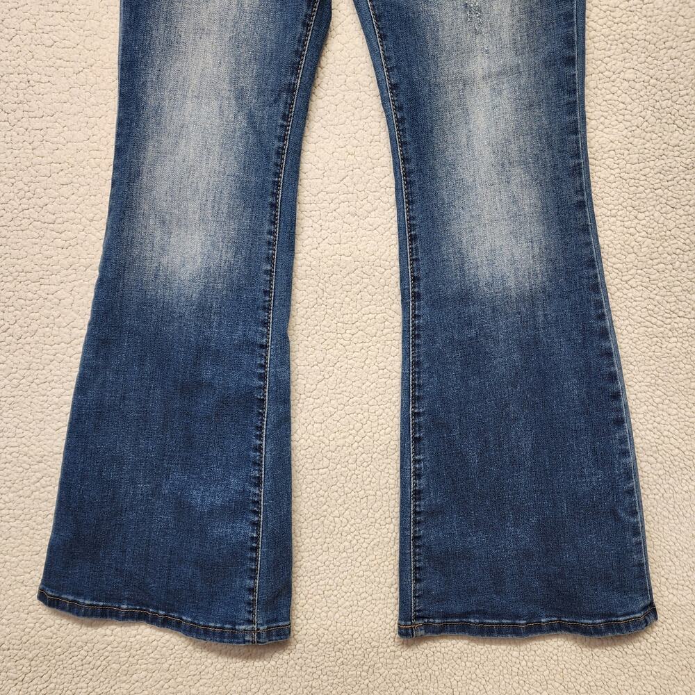 Kaya Womens Flare Jeans Size S 26x30 Blue Medium Wash Distressed Stretch Boho - Picture 4 of 11